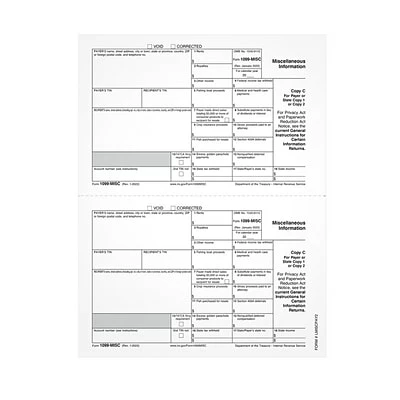 1099 Miscellaneous Forms For Laser Printers TOPS 2022 1099-MISC Tax Forms, White, Copy C/2 Payer Or State Laser/Inkjet Sheets, 100/Pack (LMISCPAY2) 2 1099 Miscellaneous Forms For Laser Printers TOPS 2022 1099-MISC Tax Forms, White, Copy C/2 Payer Or State Laser/Inkjet Sheets, 100/Pack (LMISCPAY2)