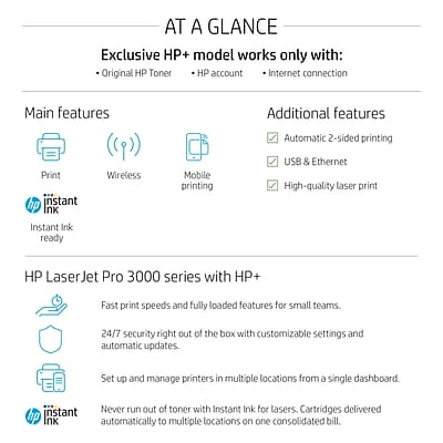 Printers HP LaserJet Pro 3001dwe Wireless Black & White Printer With HP+ Smart Office Features, Bonus 3 Months Instant Ink (3G650E#BGJ) 7 Printers HP LaserJet Pro 3001dwe Wireless Black & White Printer With HP+ Smart Office Features, Bonus 3 Months Instant Ink (3G650E#BGJ) - Image 5