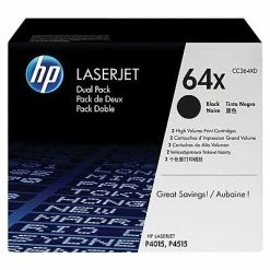 HP 64X Black High Yield Toner Cartridge, 2/Pack