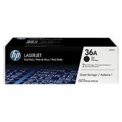HP 36A Black Standard Yield Toner Cartridge, 2/Pack (CB436D)