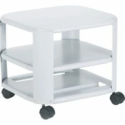 Mead-Hatcher Mobile Printer Stands Martin Yale Master Mead-Hatcher 2-Shelf Metal Mobile Printer Stand With Dual Wheel, White (MAT24060)