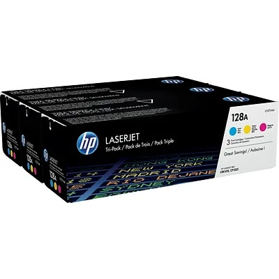 HP 128A Cyan/Magenta/Yellow Standard Yield Toner Cartridge, 3/Pack (CF371AM) 3 HP 128A Cyan/Magenta/Yellow Standard Yield Toner Cartridge, 3/Pack (CF371AM)