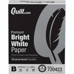 Quill Brand® 24lb. Laser Paper Quill Brand® 8.5" X 11" Laser & Inkjet Print Paper, 24 Lbs., 98 Brightness, 500 Sheets/Ream (720423)