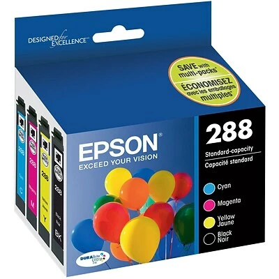 Epson T288 Black/Cyan/Magenta/Yellow Standard Yield Ink Cartridge, 4/Pack (T288120-BCS) 4 Epson T288 Black/Cyan/Magenta/Yellow Standard Yield Ink Cartridge, 4/Pack (T288120-BCS) - Image 2
