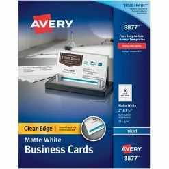 Avery® Business Cards For Inkjet Printers Avery® Clean Edge® Printable Business Card, 2'' X 3.5'', White, 400/Box (08877)