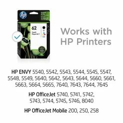 HP 62 Black/Tri-Color Standard Yield Ink Cartridge, 2/Pack (N9H64FN#140) -Avery Shop s1196354 s7
