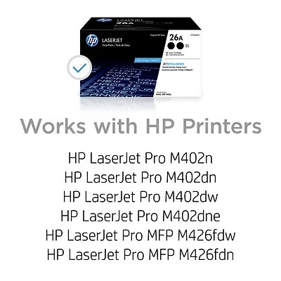 HP 26A Black Standard Yield Toner Cartridge, 2/Pack 4 HP 26A Black Standard Yield Toner Cartridge, 2/Pack - Image 2