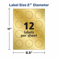 Avery Printable Embossed Foil Round Labels, 2" Diameter, Gold, 96 Customizable Labels/Pack (22831) 13 Avery Printable Embossed Foil Round Labels, 2" Diameter, Gold, 96 Customizable Labels/Pack (22831) -Avery Shop sp114004418 s7
