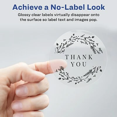 Avery Printable Laser/Inkjet Round Labels With Sure Feed, 2" Diameter, Glossy Clear, 120 Labels Per Pack (22825) 4 Avery Printable Laser/Inkjet Round Labels With Sure Feed, 2" Diameter, Glossy Clear, 120 Labels Per Pack (22825) - Image 2