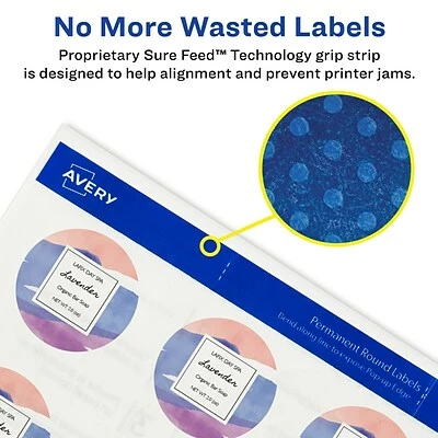 Avery Printable Laser/Inkjet Round Labels With Sure Feed, 2" Diameter, Glossy Clear, 120 Labels Per Pack (22825) 6 Avery Printable Laser/Inkjet Round Labels With Sure Feed, 2" Diameter, Glossy Clear, 120 Labels Per Pack (22825) - Image 4