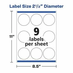 Avery Printable Waterproof Round Labels With Sure Feed, 2.5" Diameter, White, 72 Customizable Labels/Pack (22856) -Avery Shop sp114004558 s7