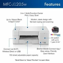 Printers Brother INKvestment Tank MFC-J1205W Wireless Color All-in-One Inkjet Printer -Avery Shop sp131229852 s7
