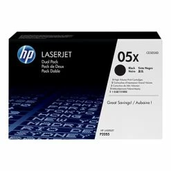 HP 05X Black High Yield Toner Cartridge, 2/Pack (CE505XD)