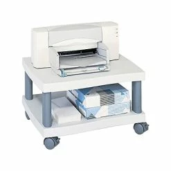 Carts & Stands Safco Wave 2-Shelf Plastic/Poly Mobile Printer Stand With Lockable Wheels, Light Gray/Charcoal (1861GR)