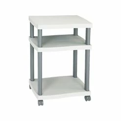 Printer Stands And Carts Safco Wave 3-Shelf Plastic/Poly Mobile Printer Stand With Lockable Wheels, Light Gray/Charcoal (1860GR)