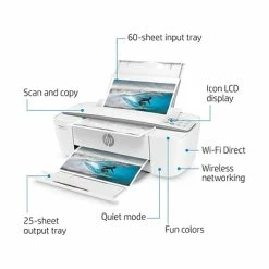 Printers HP® DeskJet 3755 Compact Color Inkjet Multifunction Photo Printer With Wireless & Mobile Printing -Stone Accent (J9V91A) -Avery Shop sp45960253 s7