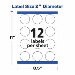 Avery Laser/Inkjet Permanent Round Labels, 2" Diameter, Matte White, 300 Labels Per Pack (22877) -Avery Shop sp52461360 s7
