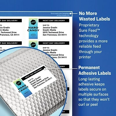 Avery Easy Peel Oval ID Labels, Sure Feed Technology, Print To The Edge, Permanent Adhesive, 1-1/2” X 2-1/2”, 270/Pack (6583) 4 Avery Easy Peel Oval ID Labels, Sure Feed Technology, Print To The Edge, Permanent Adhesive, 1-1/2” X 2-1/2”, 270/Pack (6583) - Image 2