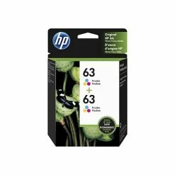 HP 63 Tri-Color Standard Yield Ink Cartridge, 2/Pack (1VV67AN#140)