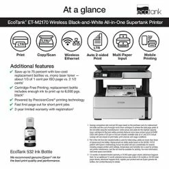 Printers Epson EcoTank® ET-M2170 Wireless Monochrome All-in-One SuperTank Printer -Avery Shop sp88490579 s7